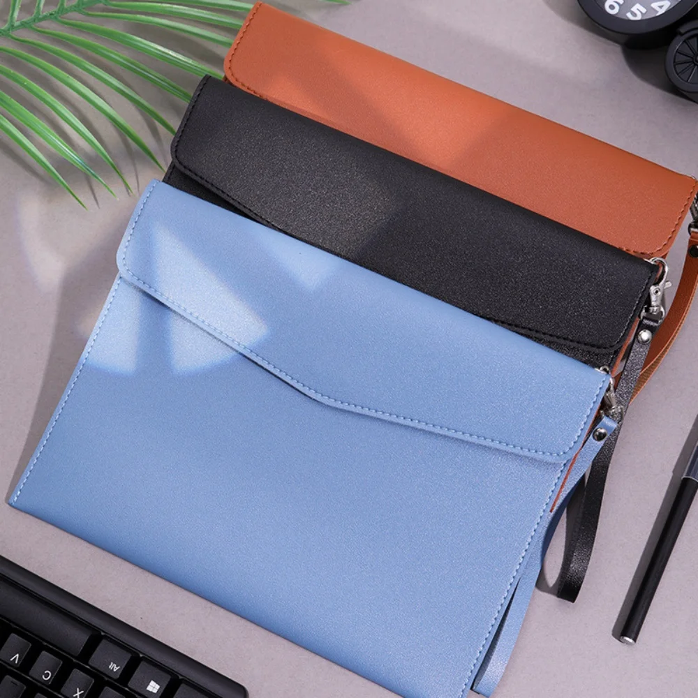

A4 Leather File Folder Data Package Document Bag Fashion Briefcase Data Contract Bill File Bag School Office Supplies