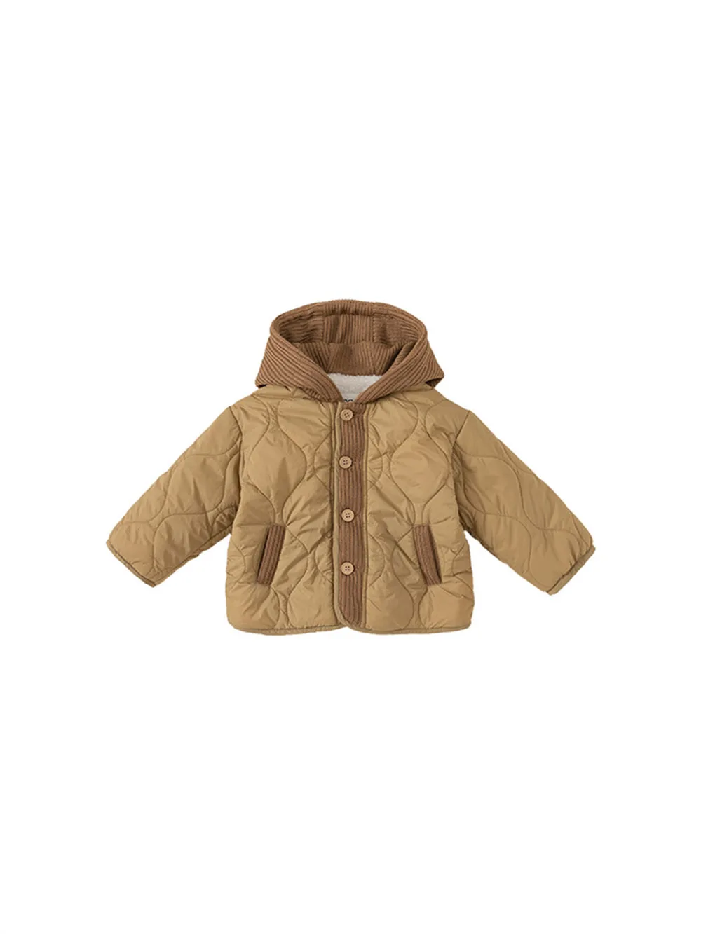 Winter Color Matching Quilted Jacket For Children Cardigan Long-Sleeved Hooded Warm Cotton Clothes 2023 New Solid Padded Coat