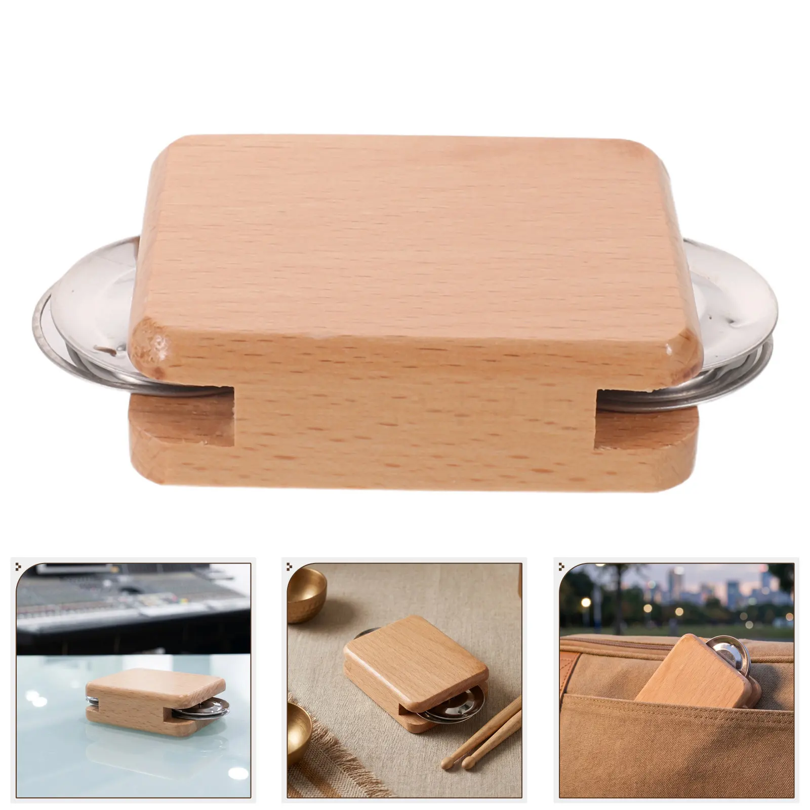 Castañeta de Madera Tradicional, Instrumento Rítmico de Mano, Compacta, Complemento para Cajón, Campana Portátil, Estilo Flamenco