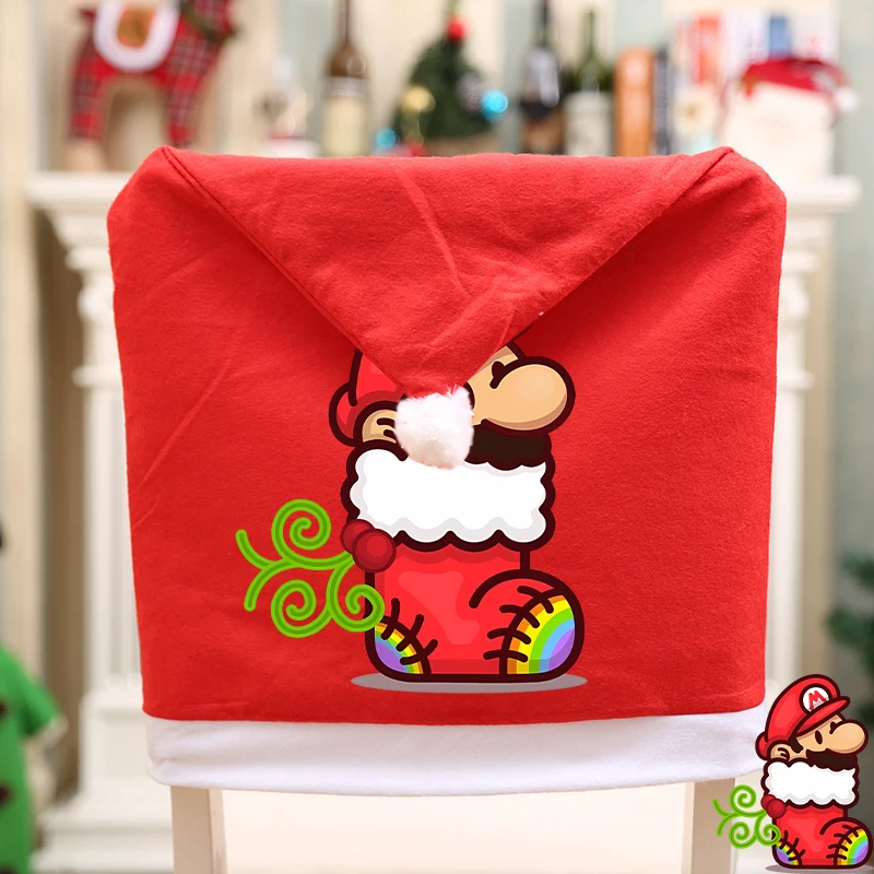 سوبر ماريو برو عيد الميلاد غطاء مقعد أنيمي الكرتون موضة غطاء كرسي 2026 السنة الجديدة عيد الميلاد لوازم ديكور المنزل اكسسوارات #4