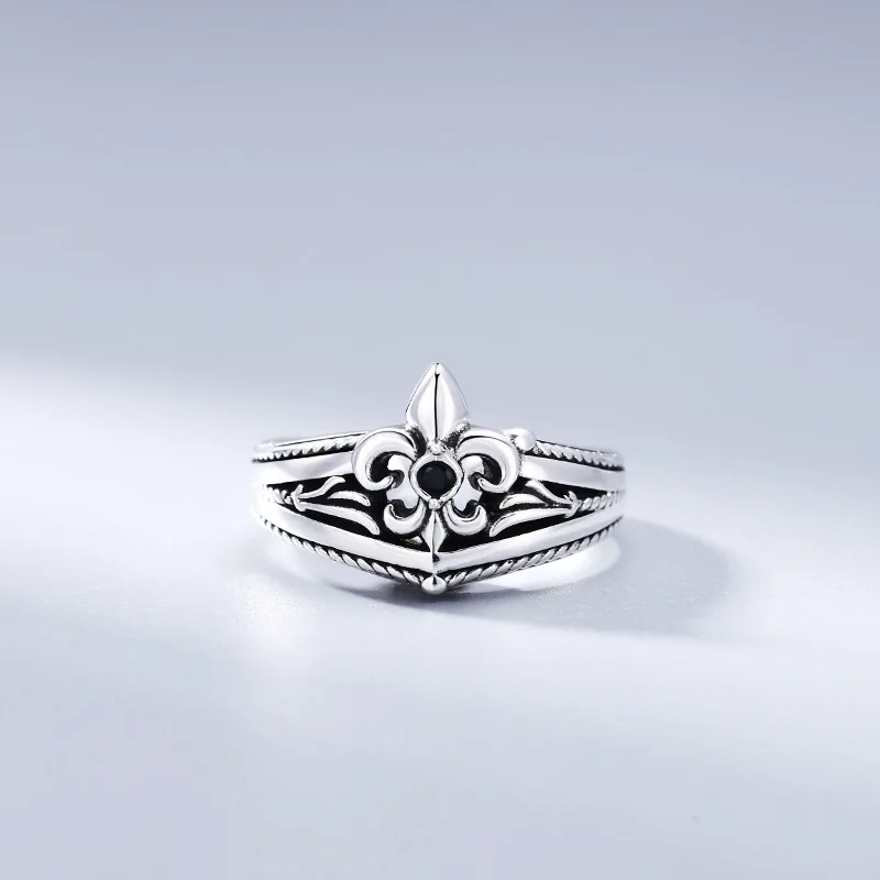 925 sterling silver boat anchor ring men's and women's ring opening Thai silver retro distressed unique fashion accessories
