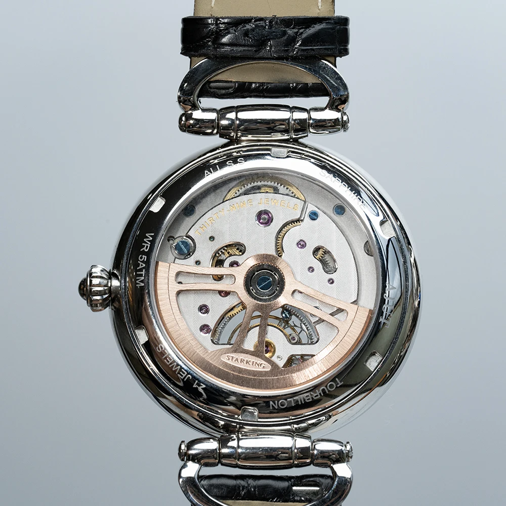 AJUT-relojes automáticos con movimiento Tourbillon para hombre, relojes mecánicos voladores de circonita completa de lujo para mujer, 0397