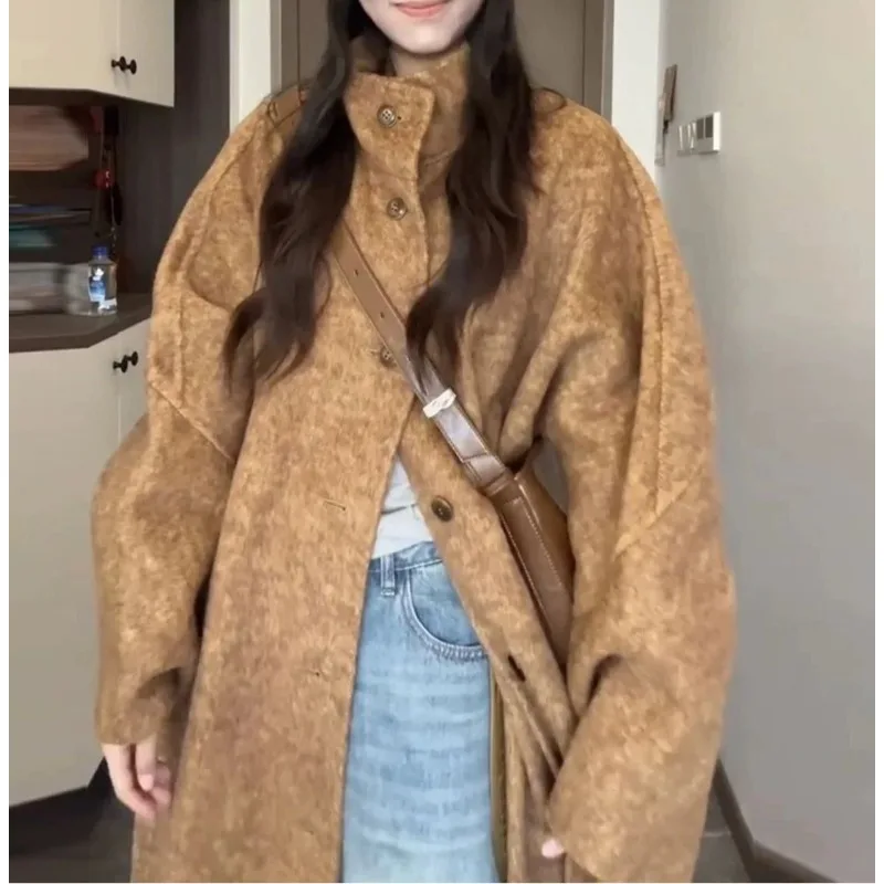 

Premium Sense of Deep Winter Good-looking Woolen Coat for Women in Winter 2025 New Woolen Coat Thickened Medium and Long