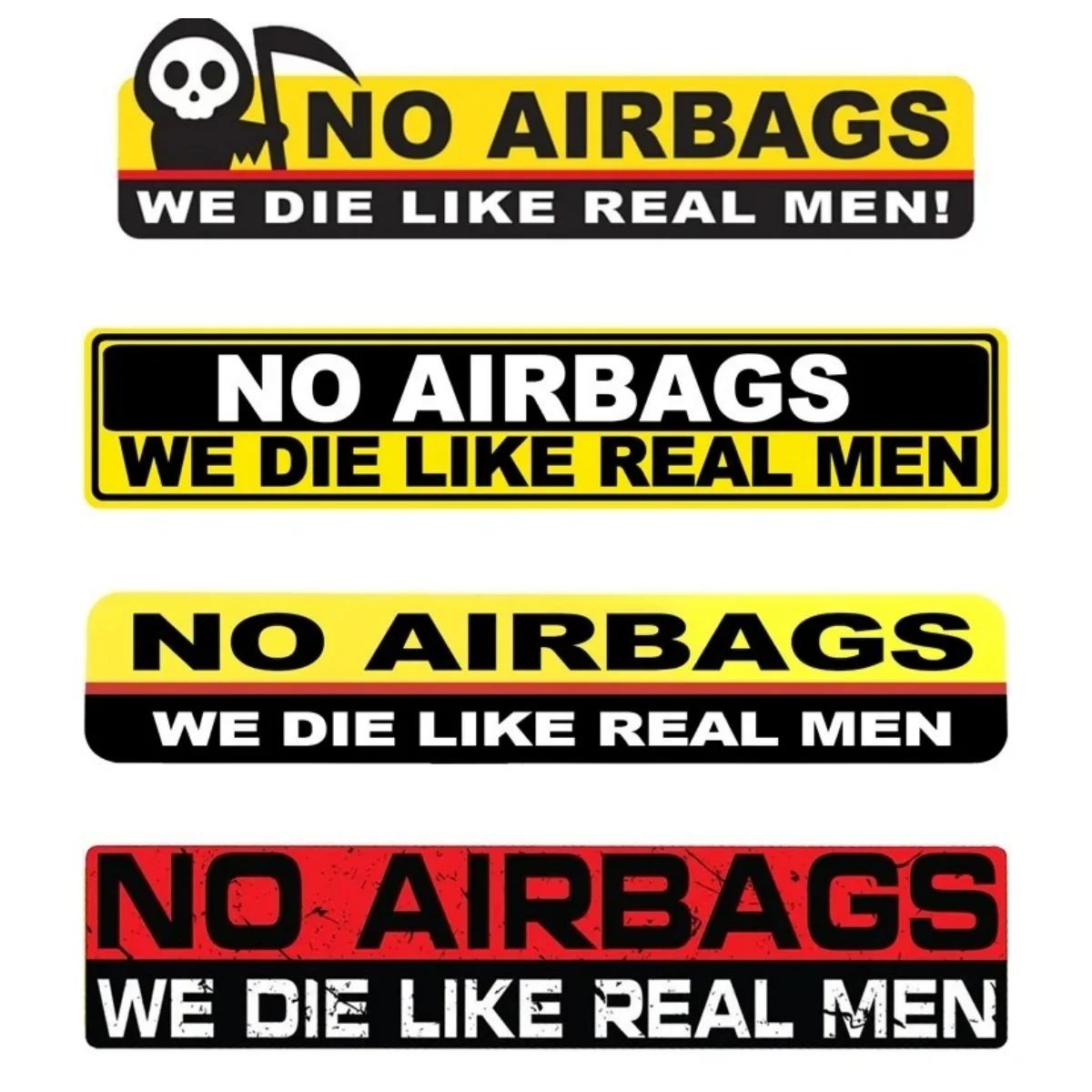 Skeleton Head NO AIRBAGS WE DIE LIKE REAL MEN Car Sticker Decal Waterproof and Sunscreen Automotive decorative accessories