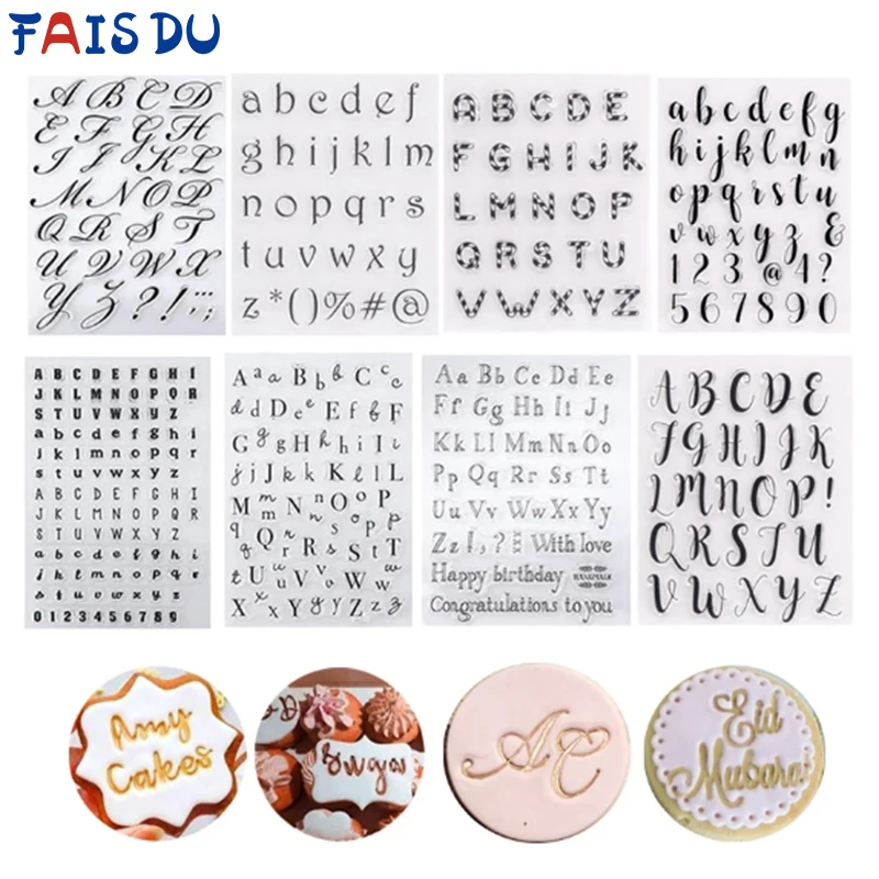 FAIS DU Biscuit Silicone Sticker Cake Silicone Sticker Decorative Tools Embossed DIY Letter Cutting Machine Pastry Accessories