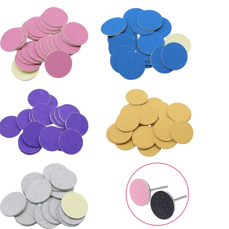 5 Colors Sanding paper 50/pcs Pedicure Foot Care Tools 15mm 20mm 25mm 35mm nail drill bit Disk disc Salon Calluse Replaceable