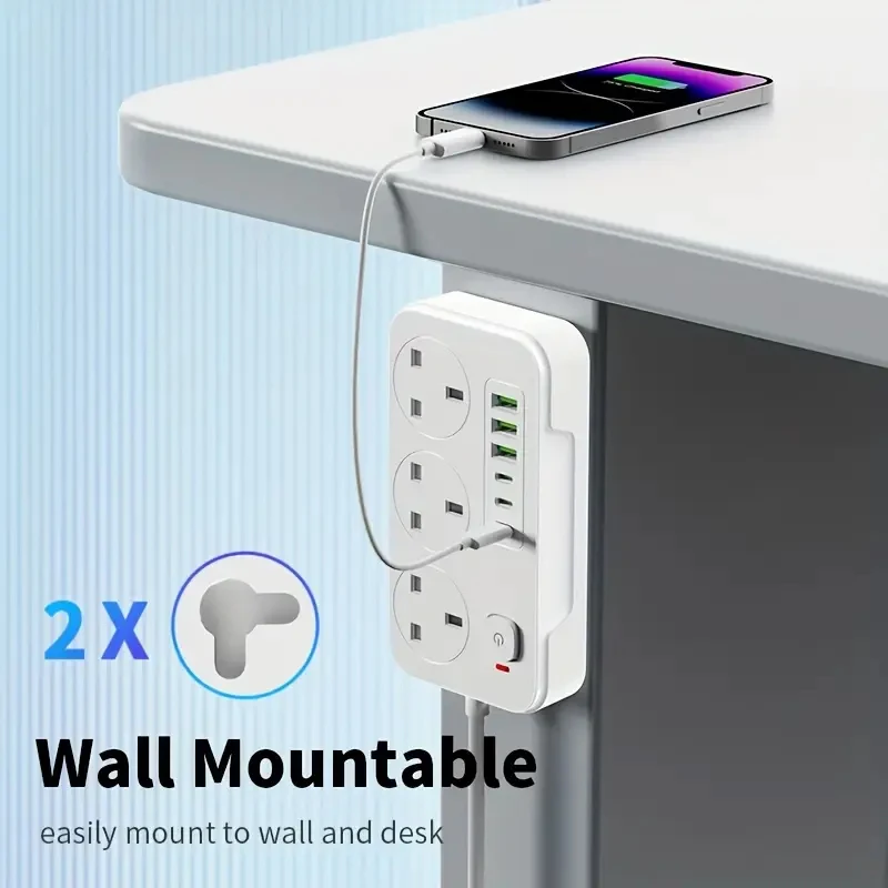 2026 شريط طاقة متعدد الوظائف 9 في 1 جديد/ شاحن متعدد المنافذ، 1 شريط طاقة (3 تيار متردد، 3 USB-A، 3 Type-C)، مفتاح رئيسي واحد، مجهزة