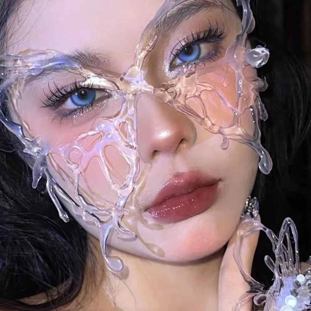

Fashion Animal Butterfly Mask Transparent Resin Halloween Masks Ancient Style With Hair Clip Full Face Cover Makeup Party
