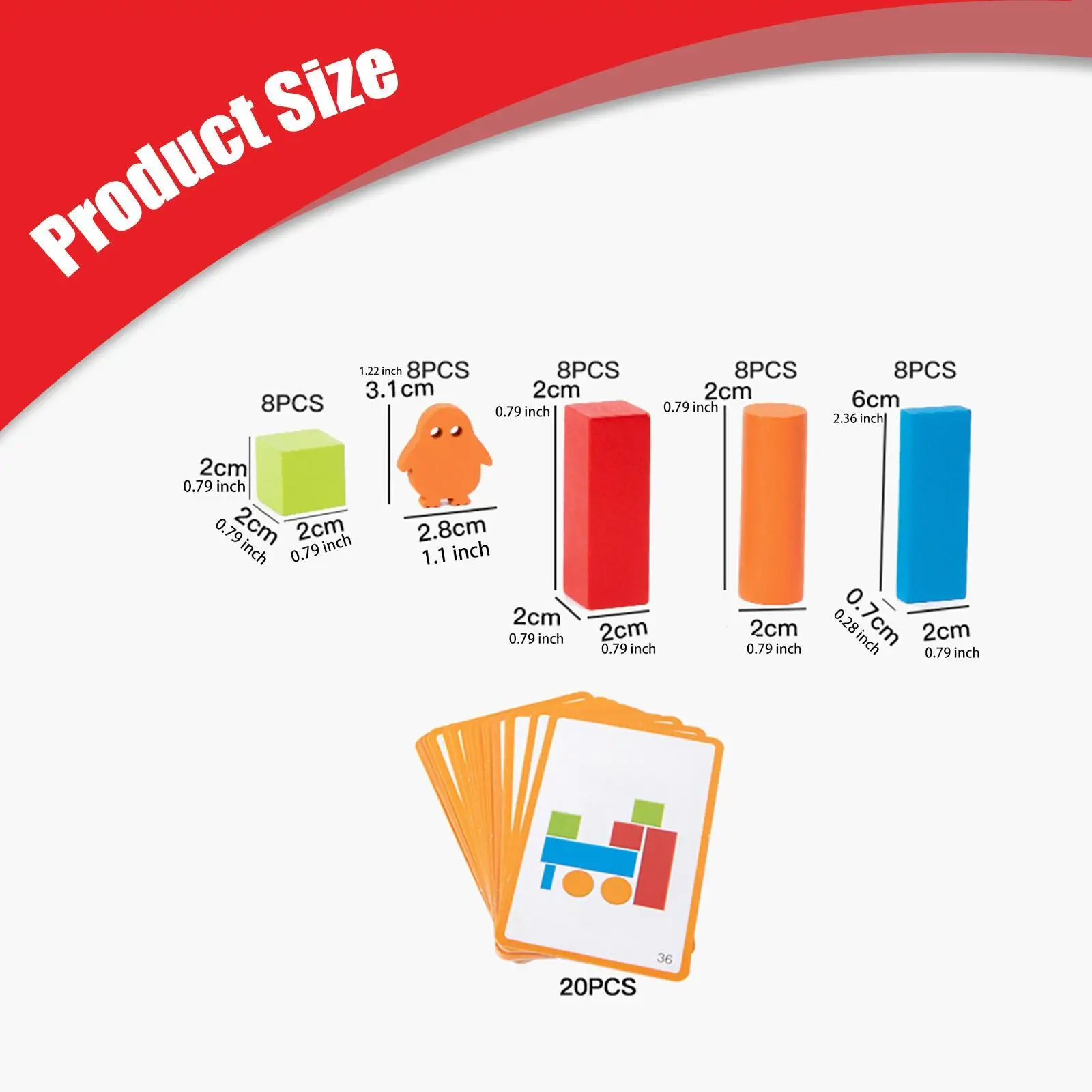 Wooden Blocks Set Build Create Stack Toddlers Classroom Supplies Color Shape