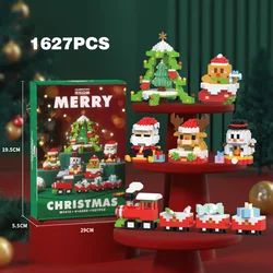 Mini Santa Claus Blocks With Lights Christmas Tree Elk Snowman Train Bell Decoration Kids Gift Puzzle Assembling Bricks Toys