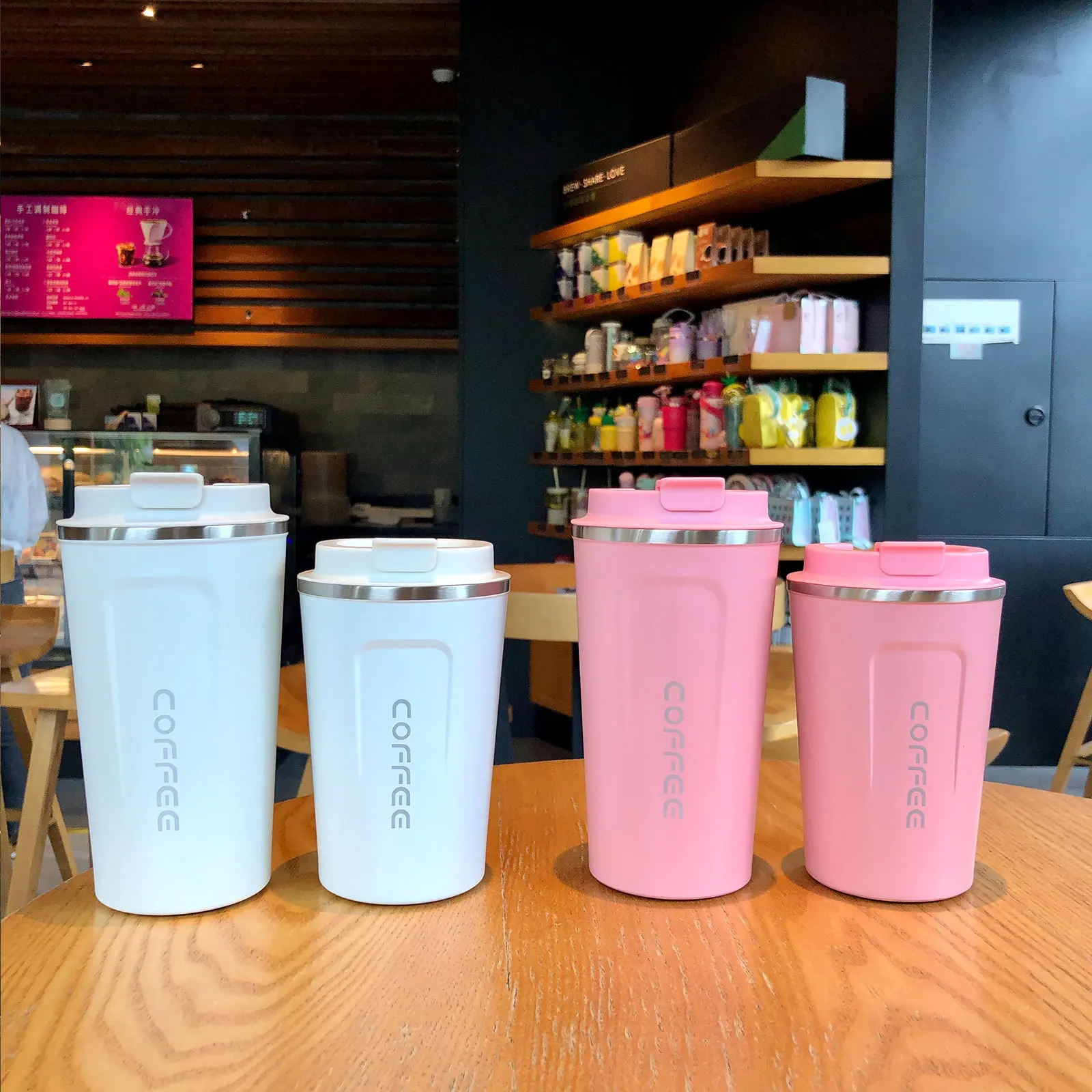 380/510 مللي زجاجة مياه ترمس فنجان قهوة للسيارة يحافظ على البرد والحرارة كوب حراري من الفولاذ المقاوم للصدأ زجاجة مياه رياضية