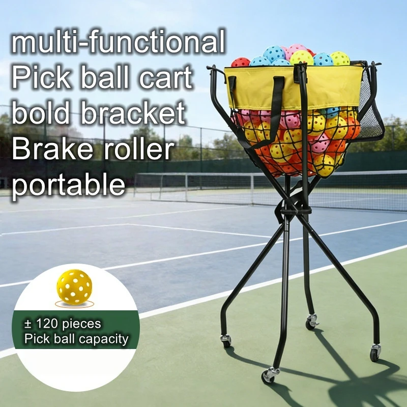 il-carrello-portatile-per-allenatori-di-tennis-puo-ospitare-120-palline-da-pickleball-ed-e-un-carrello-multifunzionale-con-capacita-di-piegatura