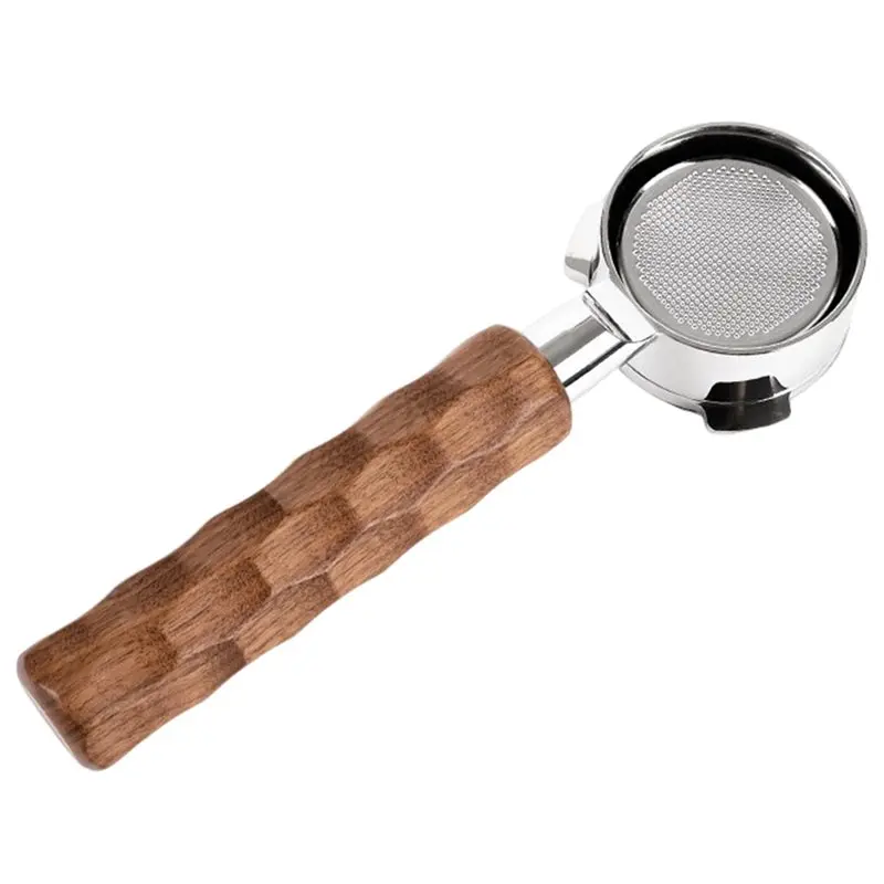 

ABBO-For Series Compatible 54Mm Walnut Wood Handle Bottomless Portafilter Espresso Machine Replacement Part