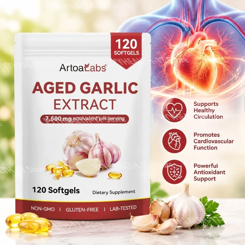 Aged Garlic Extract Capsules Supports Healthy Circulation & Cardiovascular Function Antioxidant Garlic Supplement 120 Softgels