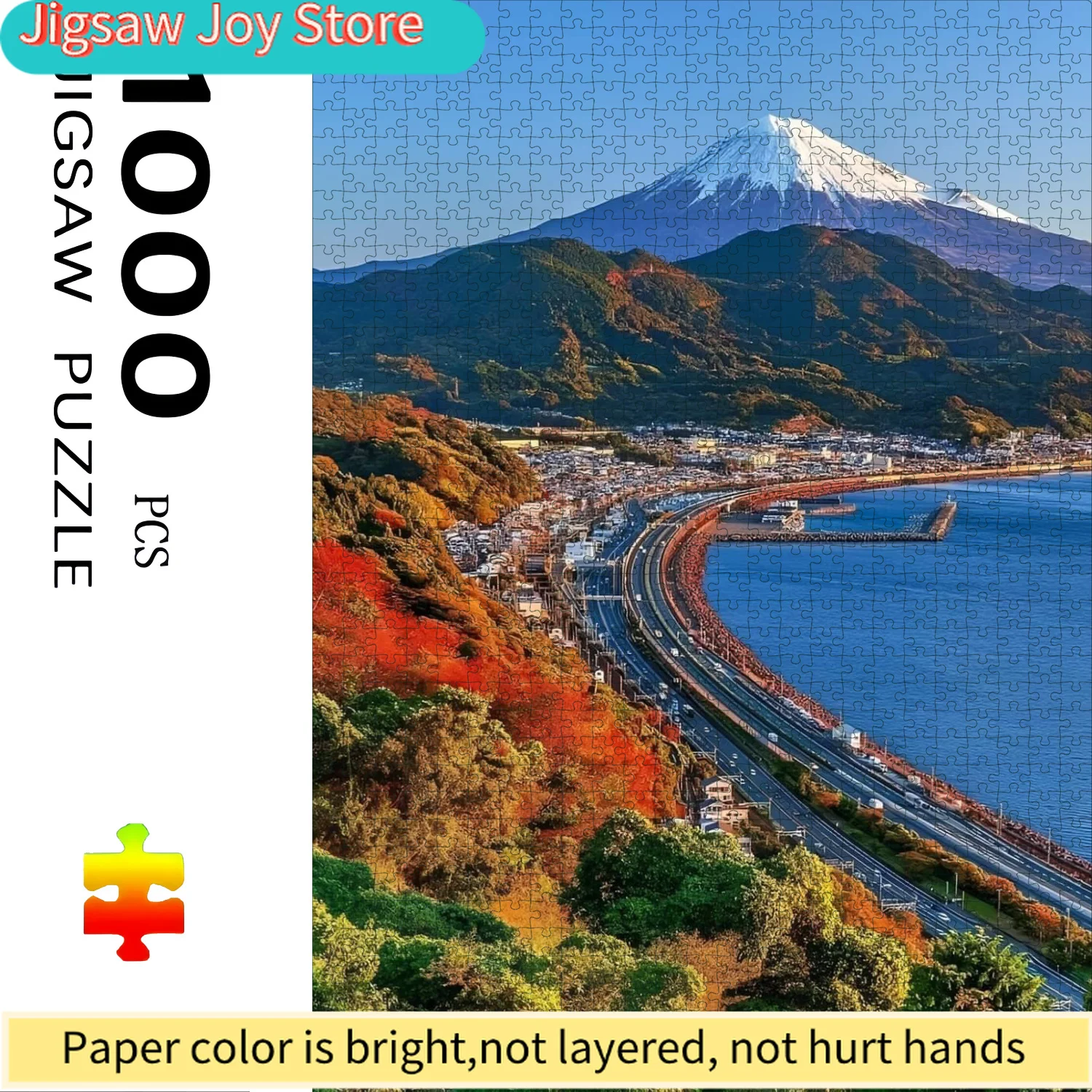 

Набор из 1000 сложных бумажных пазлов с изображениями горы Фудзи и прибрежных пейзажей. Большая интерактивная игра