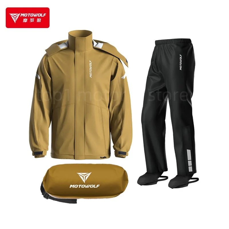 Men Motorcycle Rainsuit Parkas Women Motorcycle Raincoat Windproof Reflective Waterproof Jacket Pants Shoes Cover Pocket Hat