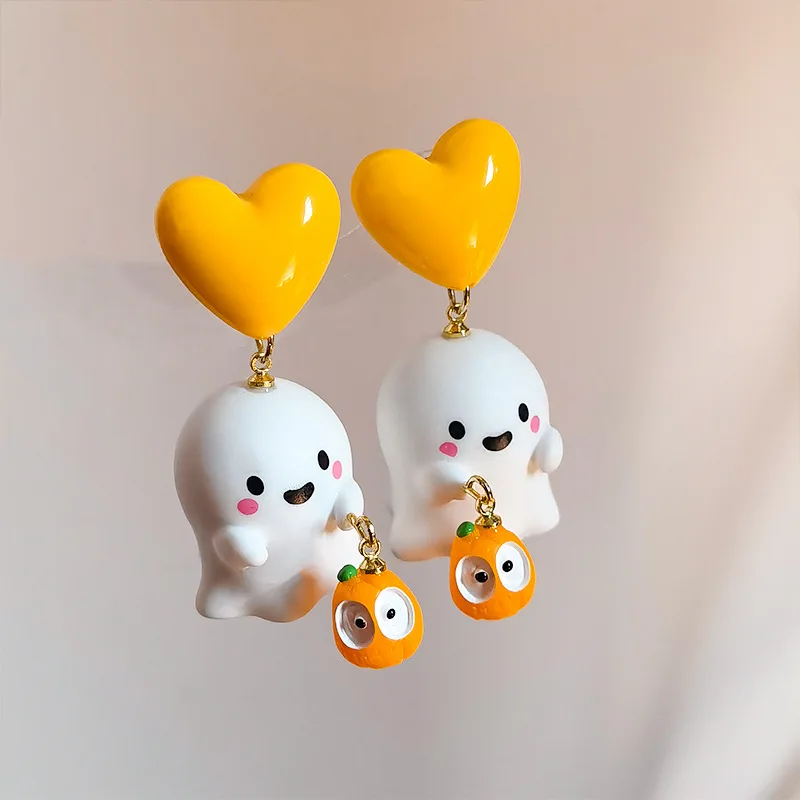 Europe and America Cute Expression Ghost Pumpkin Pendant Earrings Women's Halloween Punk Party Earrings