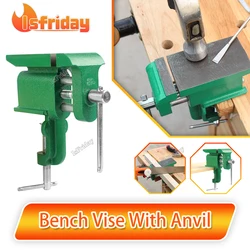 Bench Vise With Anvil Small Household Table Vise Flat Knocking Flat-Nose Pliers Multi-Functional Clamp Handmade Diy Tool