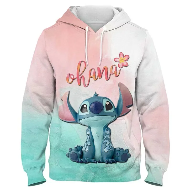 2024 New Disney Co-branded Stitch Cute Cartoon Printed Sweatshirt Spring and Autumn Thin Jacket Hooded Sweatshirt Trendy