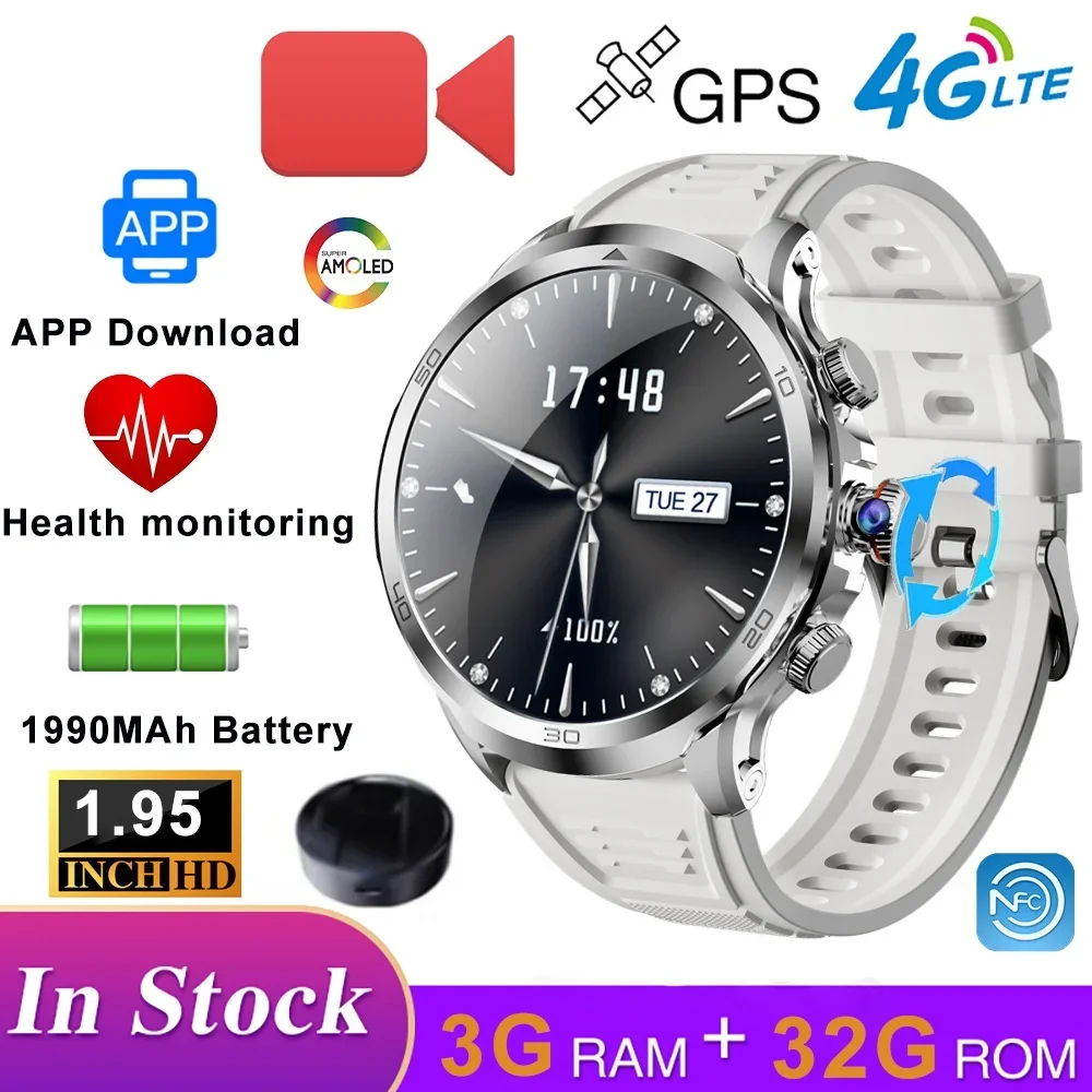 H19 4G Smart Watch Android 8.1 OS Smartwatch 3GB 32GB NFC Support SIM Card GPS WiFi Camera Smartwatch Men Women Clocks Hours