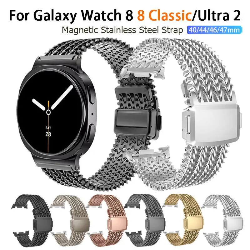 Mesh-Magnetschlaufe für Samsung Galaxy Watch 8 40 44 mm/8 Classic 46 mm Metallarmband für Samsung Galaxy Watch 7 8 Ultra 2025 47 mm
