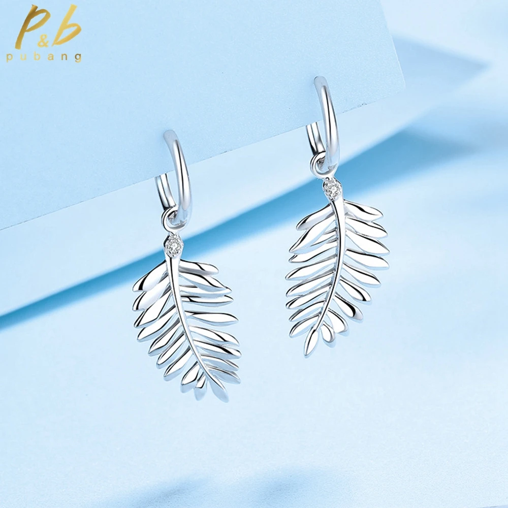 

PuBang Fine Jewelry 925 Sterling Silver GRA Moissanite Diamond Cocktail Hoop Earrings for Women Wedding Party Gift Free Shipping