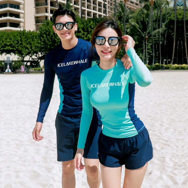 Coreano Rashguard coppia muta da sub medusa da donna da uomo tuta galleggiante conservatore manica lunga costumi da bagno da spiaggia tuta da vacanza