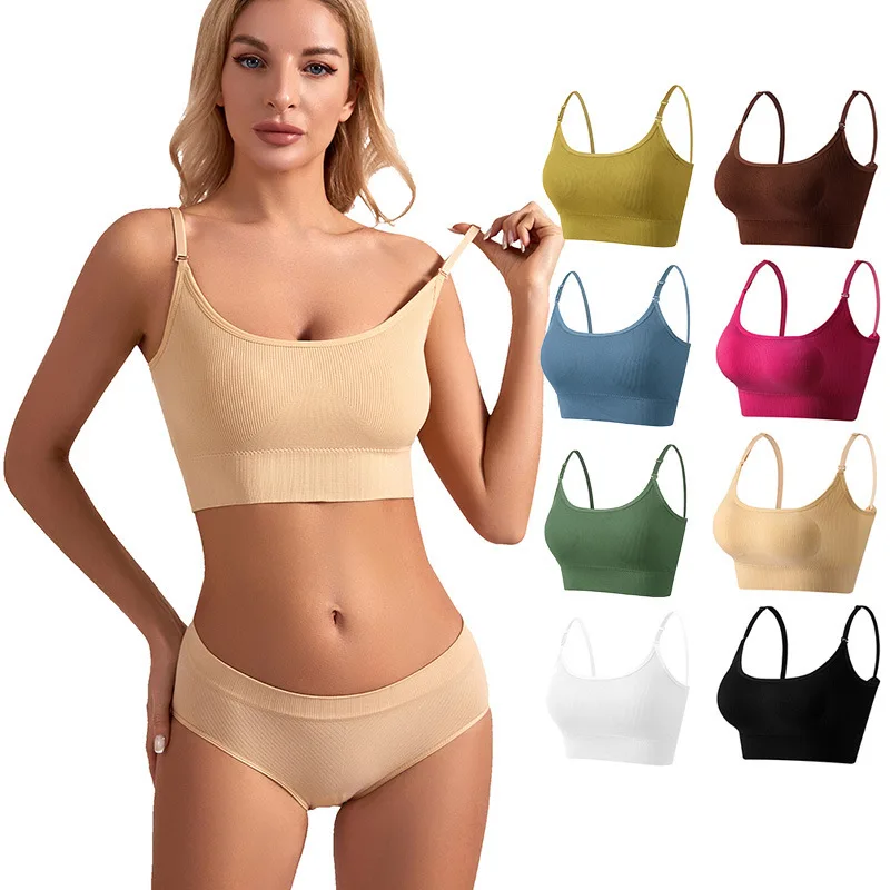 New style gathered bra sports underwear for women seamless large bottom suspender beautiful vest seamless sexy beautiful back