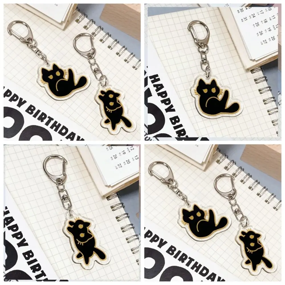 

Cartoon Black Cat Keychain Acrylic Black Cat Cute Cat Acrylic Keyring Cute Decoration Cute Black Cat Pendant Girls Gifts