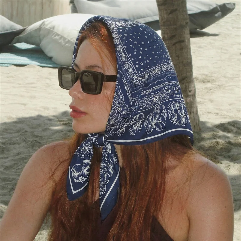 

70*70cm Square Silk Scarf Women Luxury Brand Satin Print Hijab Scarves Muslim Pareo Bandana Female Shawl Wrap Headband Foulard