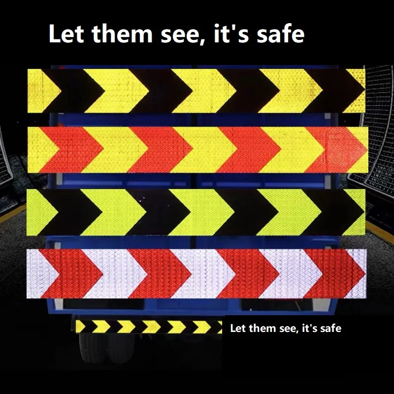 5CM*45M Self-Adhesive PET Super Reflective Safety Tape Road Traffic Construction Site Floor Wall Arrow Guide Warning Sign