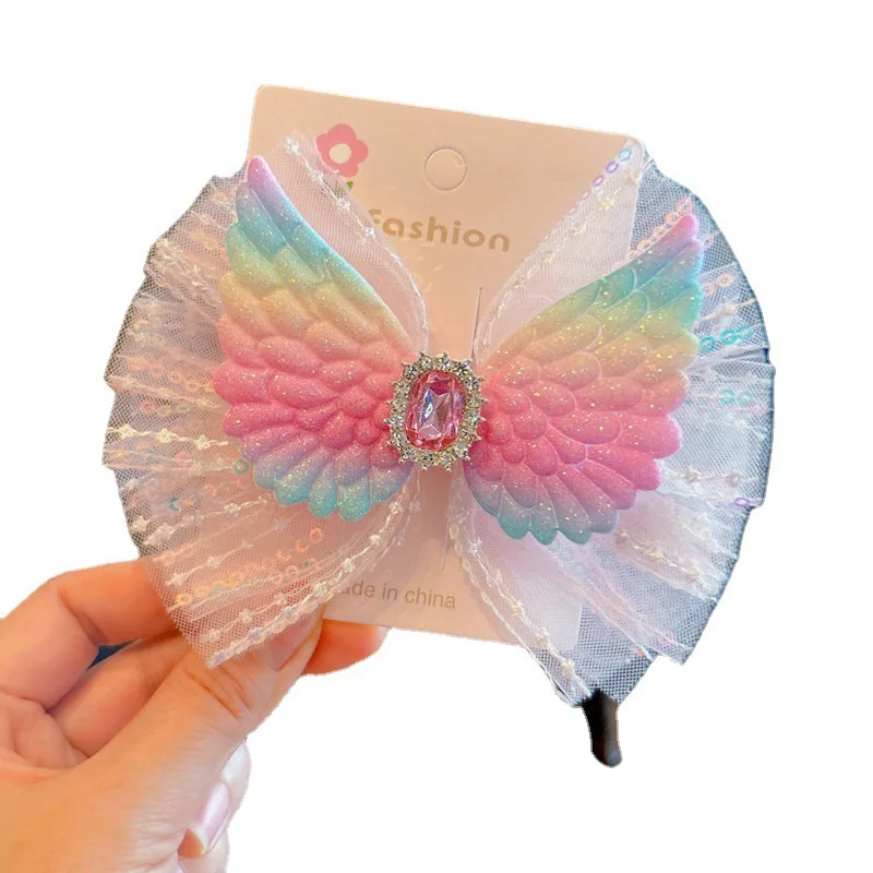 1PC Fashion New Wing Sequin Bow Girl Lovely Princess Angel Hairpins Children Headwear Hair Clips for Girls Hair Accessories