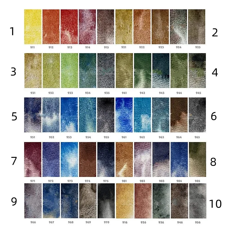 Imagem -04 - Schmincke Granulating Watercolor Mini Paint Handmand Sample Preservation Água Original para Pintura Art Supplies 1ml 2ml