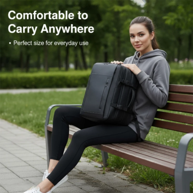 حقيبة ظهر مفرغة للسفر للرجال سعة كبيرة حقيبة ظهر للكمبيوتر المحمول للأعمال حقيبة ظهر قابلة للتوسيع حقائب مدرسية #2