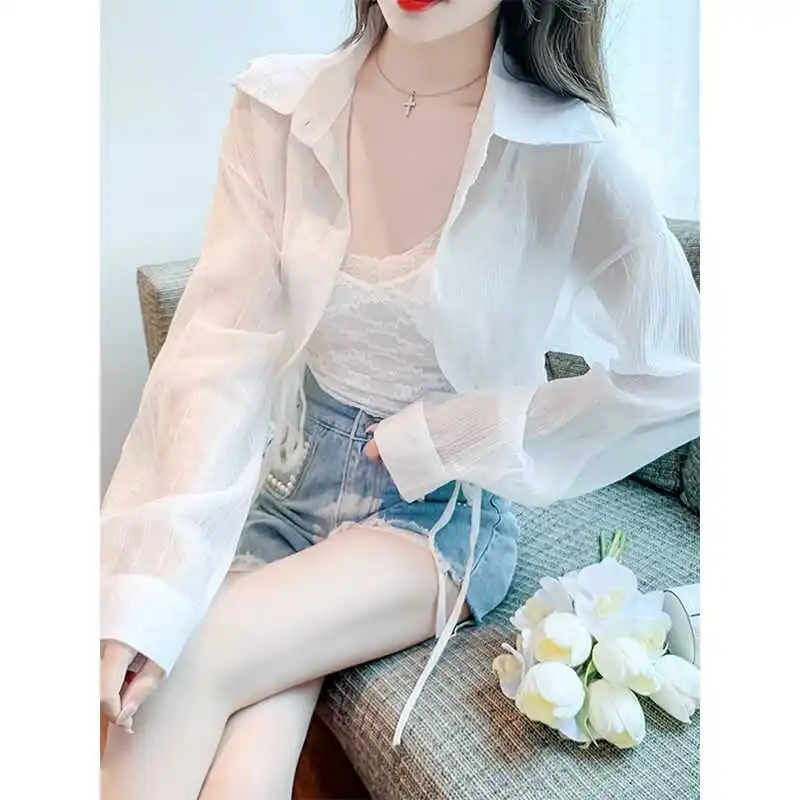 

Новая летняя женская верхняя одежда с воротником, защитой от солнца, на шнурке, сказочная, премиум-класса, для повседневной носки