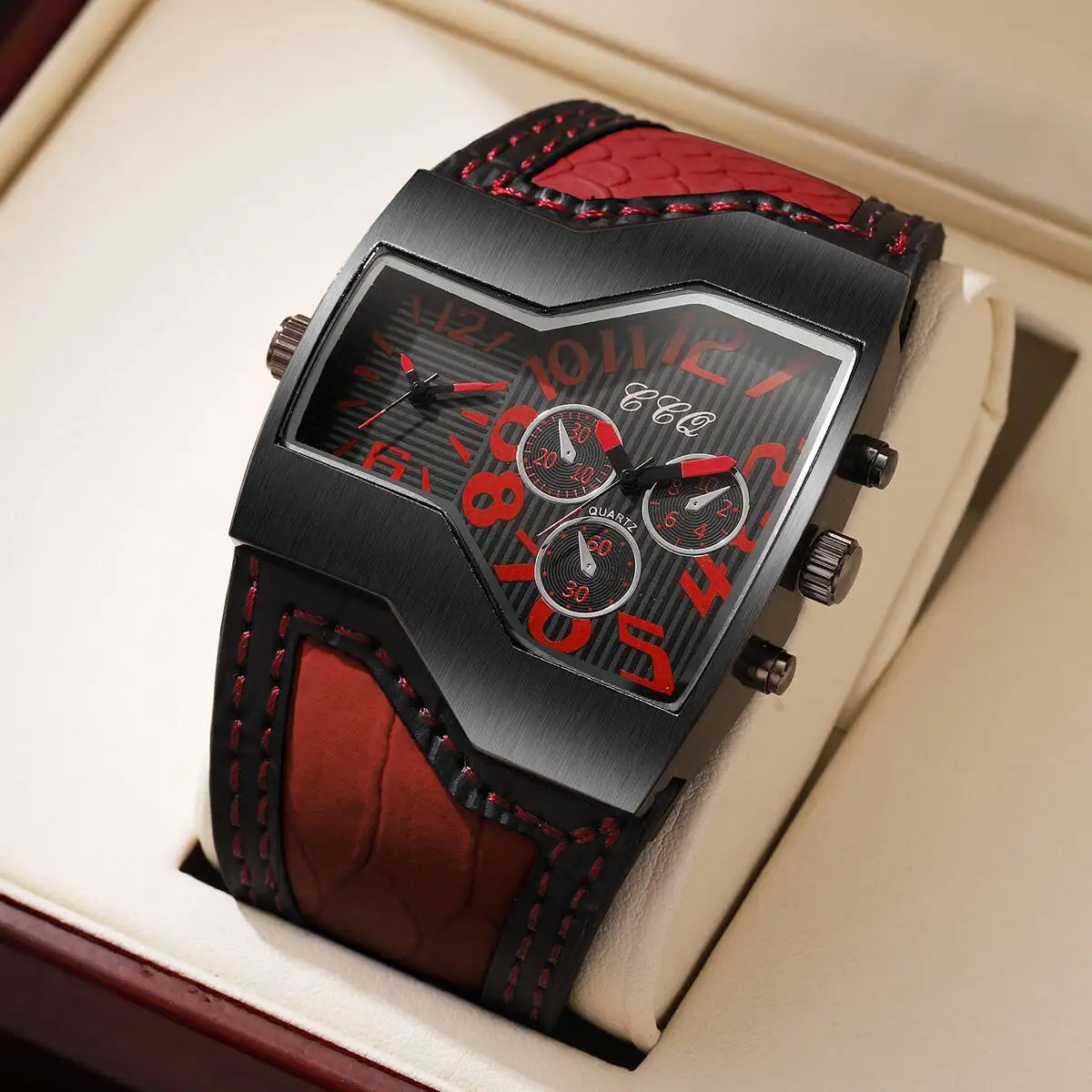 ساعات رجالية فاخرة الطلب الكبير ساعة كوارتز عادية حلقة من جلد الرجال ساعة يد رياضية Relogio Masculino (بدون صندوق)