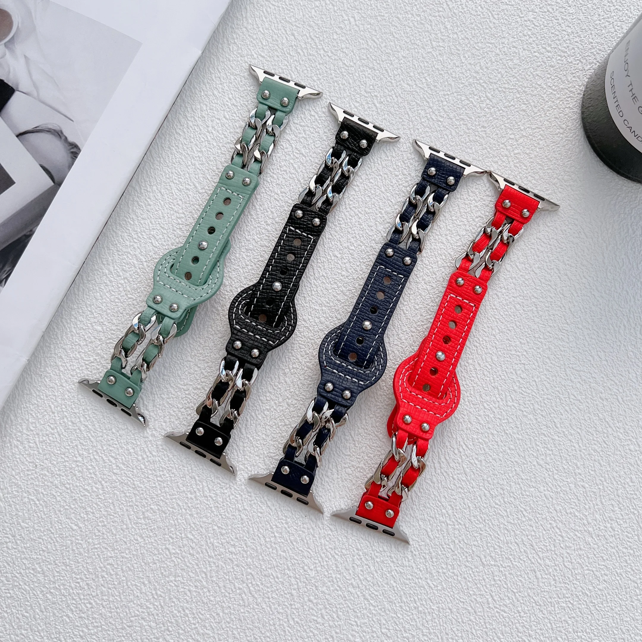 

Leather link strap For Apple watch bamg 45mm 41mm 44mm 40mm 42mm Bracelet Wristband For iwatch series Ultra 8 7 6 5 4 3 SE Belt