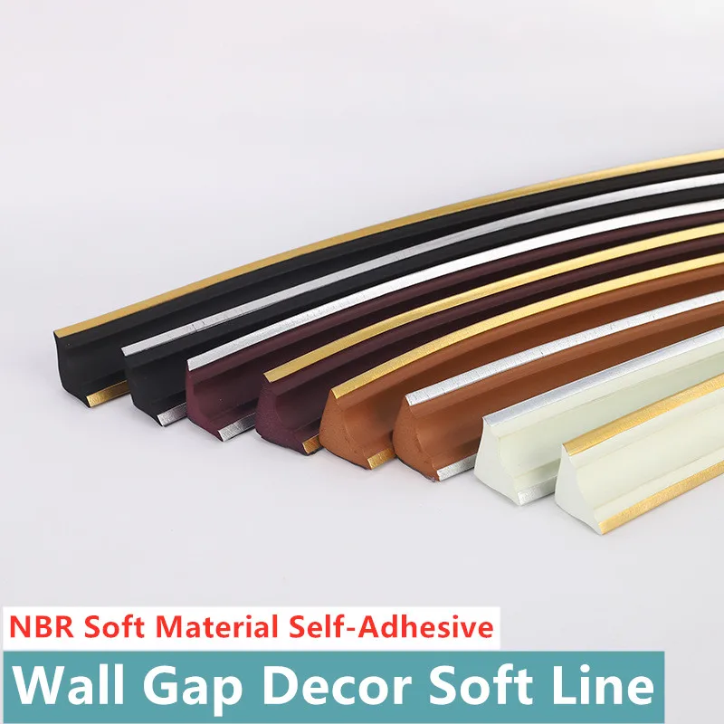 Autoadesivo morbido materiale NBR Wall Gap Decor Line battiscopa soffitto linea di stampaggio piastrelle Gap Decor Line Wall Trim Line Home Decor