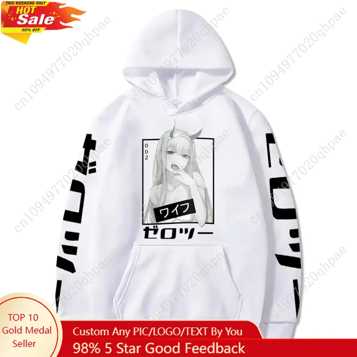 أنيمي حبيبي في فرانكس صفر اثنين هوديس الرجال عادية Harajuku الشارع الشهير البلوز الخريف Y2K المتضخم مقنعين البلوز القمم #1