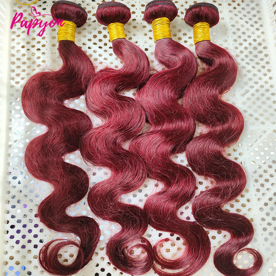 99J Red Burgundy Body Wave Human Hair Bundles Human Hair Extensions For Women Remy Brazilian Hair Bundles