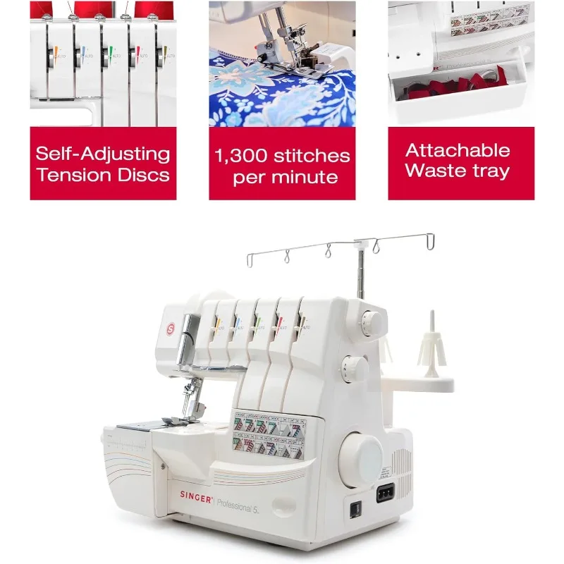 مجموعة أفرلوك وإكسسوارات بإطار معدني عالي التحمل 14T968DC مع قدرة غرزة 2-3-4-5، قابلة للإزالة