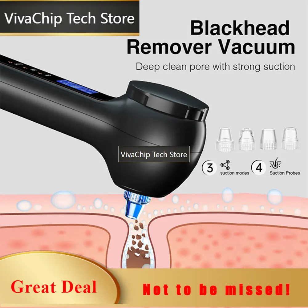 VivaCT2-in-1 IPX7 Waterproof Silicone Spin Brush LED Rotating Vacuum For Blackhead Removal Sonic Timer Facial Cleansing Tool Fac