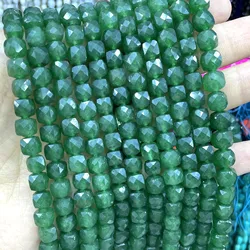 7-8MM Square Natural Chalcedony Emerald Green Stone Loose Spacer Beads For Jewelry Making Diy Bracelet Necklace Accessories