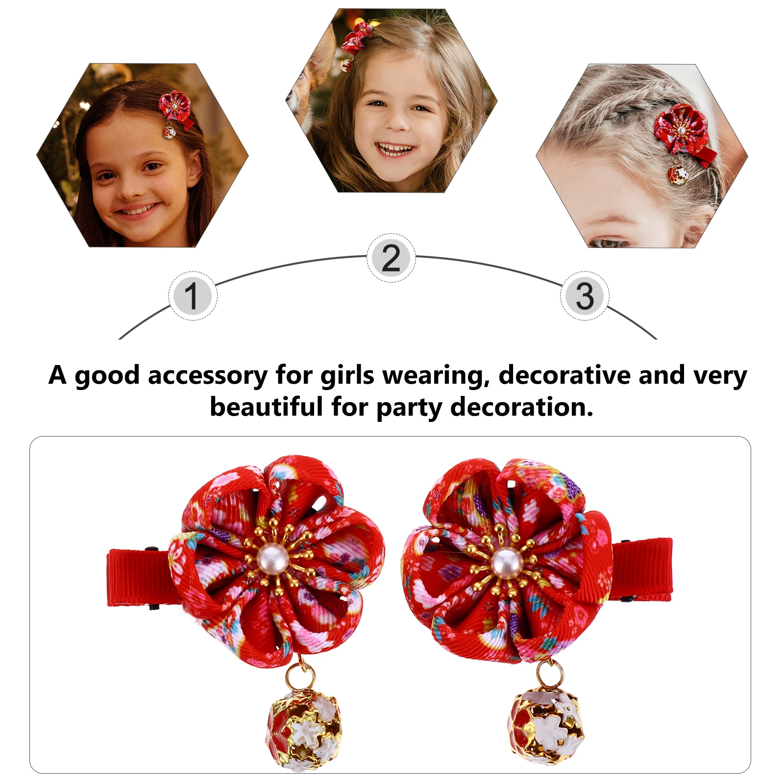 

2Pcs Japanese Style Hair Ornament Exquisite Simple Hair Clip Lovely Design Kids Hairpin for Daily Wear Child Plum Headdress