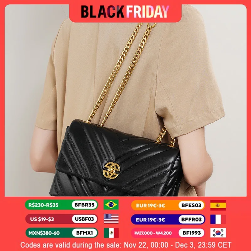 שרשרת לינג 'תיק קטן מרובע 2024 חדש של נשים cowhide תיק עור כתף