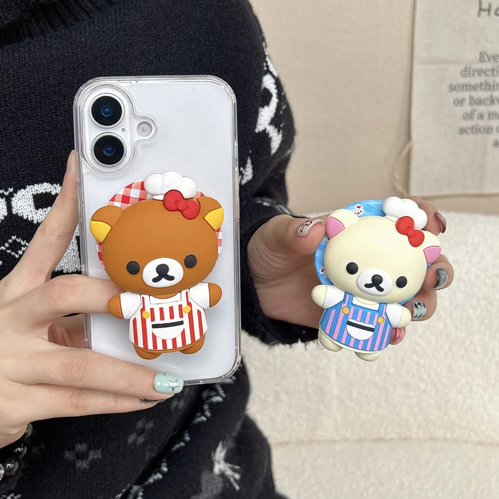 

Магнитный держатель-подставка Griptok Rilakkuma Bear для Magsafe, совместимый с iPhone и Samsung, складной, для беспроводной зарядки