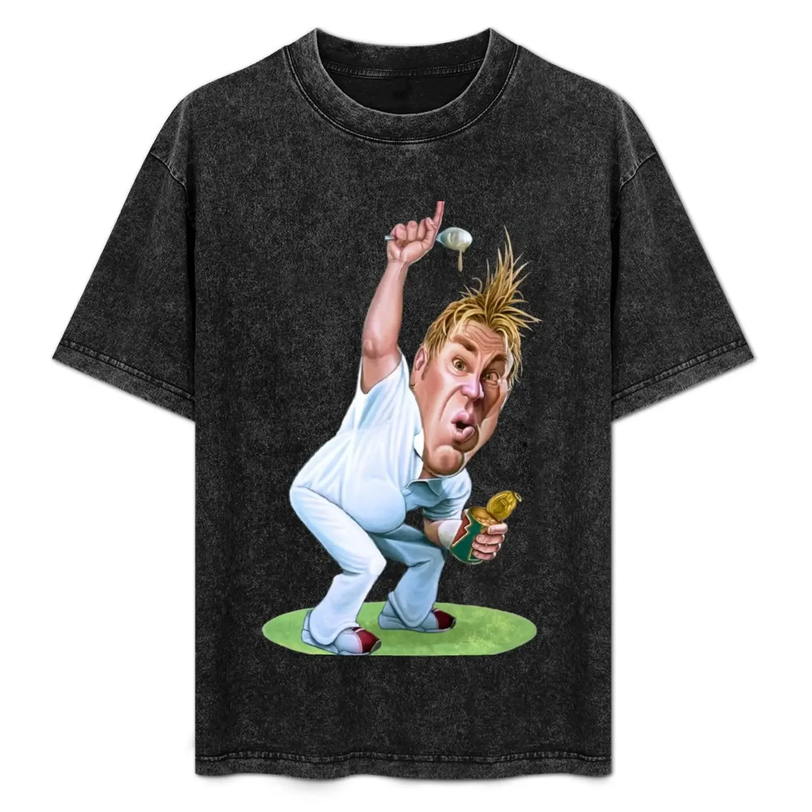 

Shane Warne Will he bowl with the wind Caricature T-Shirt aesthetic clothes blue lock graphic shirts t shirts for men graphic