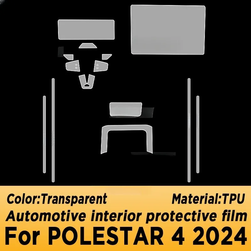 For POLESTAR 4 2024 Gearbox Panel Navigation Automotive Interior TPU Protective Film Anti-Scratch Sticker Accessories