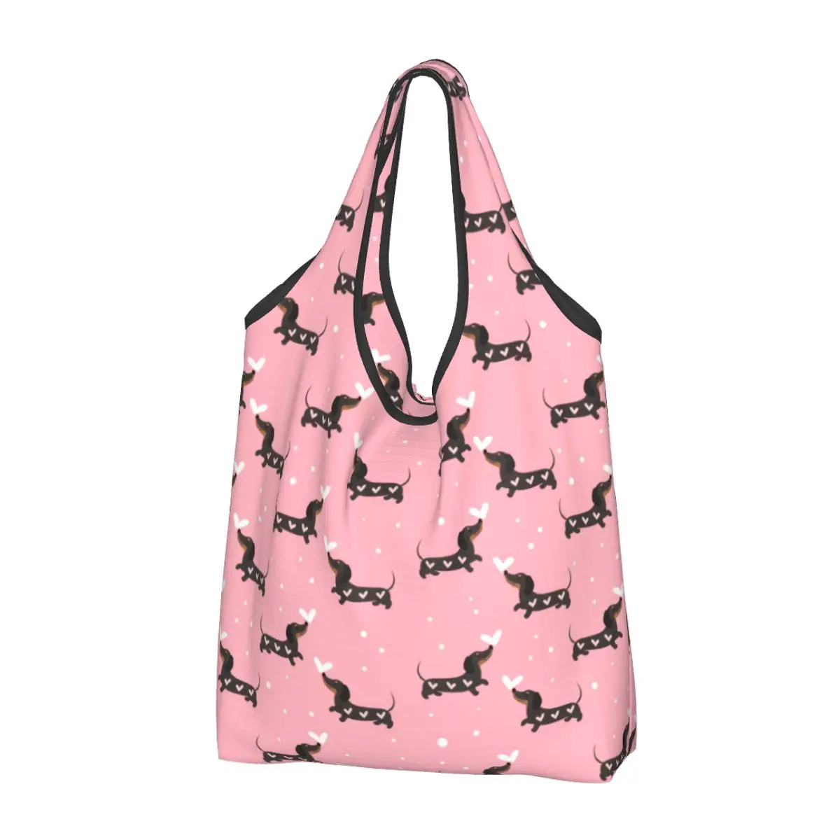 Sausage Dog Grocery Shopping Bag Custom Shopper Tote Shoulder Bags Large Capacity Portable Dachshund Handbag