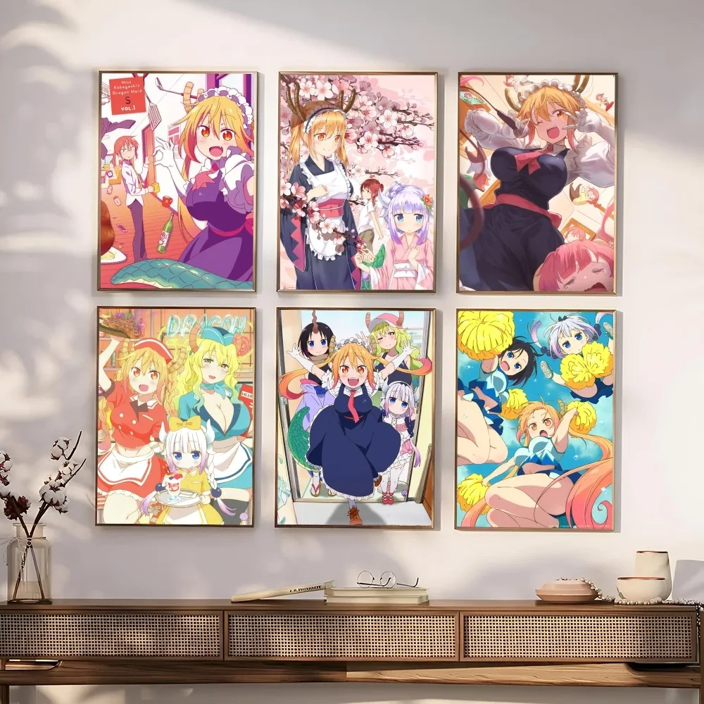 1PC Miss Kobayashi Dragon Maid Classic Anime Print Poster Paper Waterproof HD Sticker Bedroom Home Living Room Bar Wall Decor